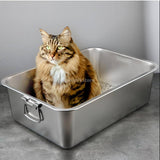 Maxbell Stainless Steel Cats Litter Tray Pet Supplies Small Animals Cat Potty Toilet M