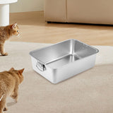 Maxbell Stainless Steel Cats Litter Tray Pet Supplies Small Animals Cat Potty Toilet L