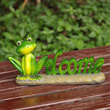 Maxbell Welcome Frog Statue Sign Landscape Resin Figurine for Outdoor Bonsai Pathway