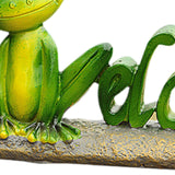 Maxbell Welcome Frog Statue Sign Landscape Resin Figurine for Outdoor Bonsai Pathway