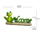 Maxbell Welcome Frog Statue Sign Landscape Resin Figurine for Outdoor Bonsai Pathway