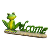 Maxbell Welcome Frog Statue Sign Landscape Resin Figurine for Outdoor Bonsai Pathway