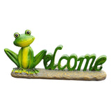 Maxbell Welcome Frog Statue Sign Landscape Resin Figurine for Outdoor Bonsai Pathway