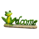 Maxbell Welcome Frog Statue Sign Landscape Resin Figurine for Outdoor Bonsai Pathway