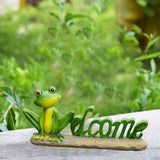 Maxbell Welcome Frog Statue Sign Landscape Resin Figurine for Outdoor Bonsai Pathway