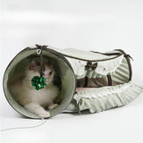 Maxbell 2 in 1 Cat Tunnel Bed Interactive Playing Hut for Small Animals Pets Ferrets Green