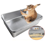 Maxbell Cat Litter Box Stainless Steel Sand Box Detachable Metal Kitten Potty Toilet