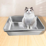 Maxbell Cat Litter Box Stainless Steel Sand Box Detachable Metal Kitten Potty Toilet