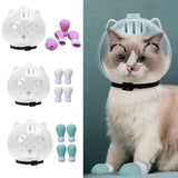 Maxbell Cat Muzzle Multifunctional Pet Tools with Foot Pads for Home Grooming Travel M pink foot pads
