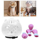 Maxbell Cat Muzzle Multifunctional Pet Tools with Foot Pads for Home Grooming Travel M pink foot pads