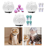 Maxbell Cat Muzzle Multifunctional Pet Tools with Foot Pads for Home Grooming Travel M pink foot pads