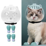Maxbell Cat Muzzle Multifunctional Pet Tools with Foot Pads for Home Grooming Travel L green foot pads