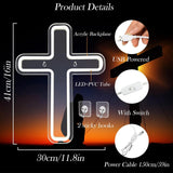 Maxbell Cross Neon Sign Cold Light Hanging Neon Light for Christmas Festivals Easter 41x30CM