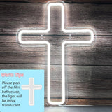 Maxbell Cross Neon Sign Cold Light Hanging Neon Light for Christmas Festivals Easter 41x30CM