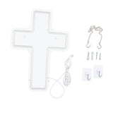 Maxbell Cross Neon Sign Cold Light Hanging Neon Light for Christmas Festivals Easter 41x30CM