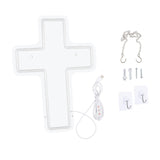 Maxbell Cross Neon Sign Cold Light Hanging Neon Light for Christmas Festivals Easter 41x30CM