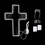 Maxbell Cross Neon Sign Cold Light Hanging Neon Light for Christmas Festivals Easter 41x30CM