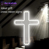 Maxbell Cross Neon Sign Cold Light Hanging Neon Light for Christmas Festivals Easter 41x30CM