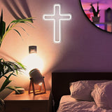 Maxbell Cross Neon Sign Cold Light Hanging Neon Light for Christmas Festivals Easter 41x30CM