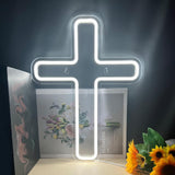 Maxbell Cross Neon Sign Cold Light Hanging Neon Light for Christmas Festivals Easter 41x30CM
