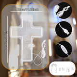 Maxbell Cross Neon Sign Cold Light Hanging Neon Light for Christmas Festivals Easter 40x28cm
