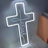 Maxbell Cross Neon Sign Cold Light Hanging Neon Light for Christmas Festivals Easter 40x28cm