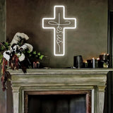 Maxbell Cross Neon Sign Cold Light Hanging Neon Light for Christmas Festivals Easter 40x28cm