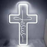 Maxbell Cross Neon Sign Cold Light Hanging Neon Light for Christmas Festivals Easter 40x28cm