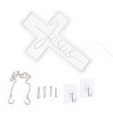 Maxbell Cross Neon Sign Cold Light Hanging Neon Light for Christmas Festivals Easter 40x28cm