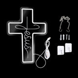 Maxbell Cross Neon Sign Cold Light Hanging Neon Light for Christmas Festivals Easter 40x28cm