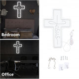 Maxbell Cross Neon Sign Cold Light Hanging Neon Light for Christmas Festivals Easter 40x28cm