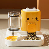 Maxbell 2 in 1 Automatic Pet Feeder Pet Food Bowl for Small Animals Small Dogs Yellow