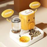 Maxbell 2 in 1 Automatic Pet Feeder Pet Food Bowl for Small Animals Small Dogs Yellow
