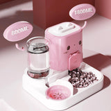 Maxbell 2 in 1 Automatic Pet Feeder Pet Food Bowl for Small Animals Small Dogs Pink
