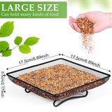 Maxbell Ground Bird Feeder Tray Metal Mesh Square Platform for Squirrel Chicken Deck