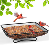 Maxbell Ground Bird Feeder Tray Metal Mesh Square Platform for Squirrel Chicken Deck