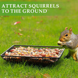 Maxbell Ground Bird Feeder Tray Metal Mesh Square Platform for Squirrel Chicken Deck