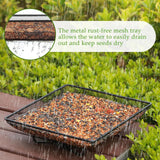 Maxbell Ground Bird Feeder Tray Metal Mesh Square Platform for Squirrel Chicken Deck