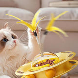 Maxbell Interactive Cat Toy Detachable Unique for Indoor Cats for Ideal Gift Playing Cream yellow