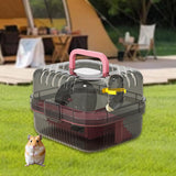 Maxbell Large Hamster Cage Small Animal Travel Case for Guinea Pigs Gerbils Hedgehog pink
