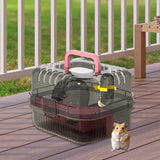 Maxbell Large Hamster Cage Small Animal Travel Case for Guinea Pigs Gerbils Hedgehog pink