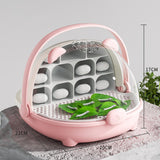 Maxbell Silkworm Breeding Box Transparent Detachable Compartments Insect Feeding Box pink