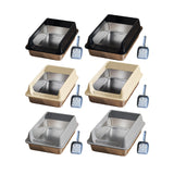 Maxbell Stainless Steel Cat Litter Box Convenient Detachable Non Stick Bottom Sturdy Black Medium