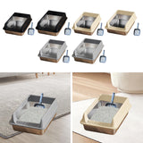 Maxbell Stainless Steel Cat Litter Box Convenient Detachable Non Stick Bottom Sturdy Black Medium