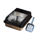 Maxbell Stainless Steel Cat Litter Box Convenient Detachable Non Stick Bottom Sturdy Black Large