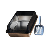 Maxbell Stainless Steel Cat Litter Box Convenient Detachable Non Stick Bottom Sturdy Black Large