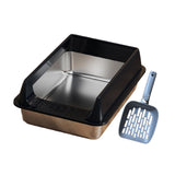 Maxbell Stainless Steel Cat Litter Box Convenient Detachable Non Stick Bottom Sturdy Black Large