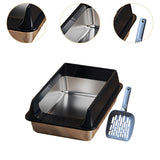 Maxbell Stainless Steel Cat Litter Box Convenient Detachable Non Stick Bottom Sturdy Black Large