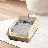 Maxbell Stainless Steel Cat Litter Box Convenient Detachable Non Stick Bottom Sturdy Khaki Medium