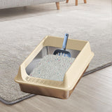 Maxbell Stainless Steel Cat Litter Box Convenient Detachable Non Stick Bottom Sturdy Khaki Medium
